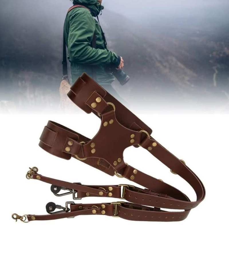 Correa doble de piel para cámara digital