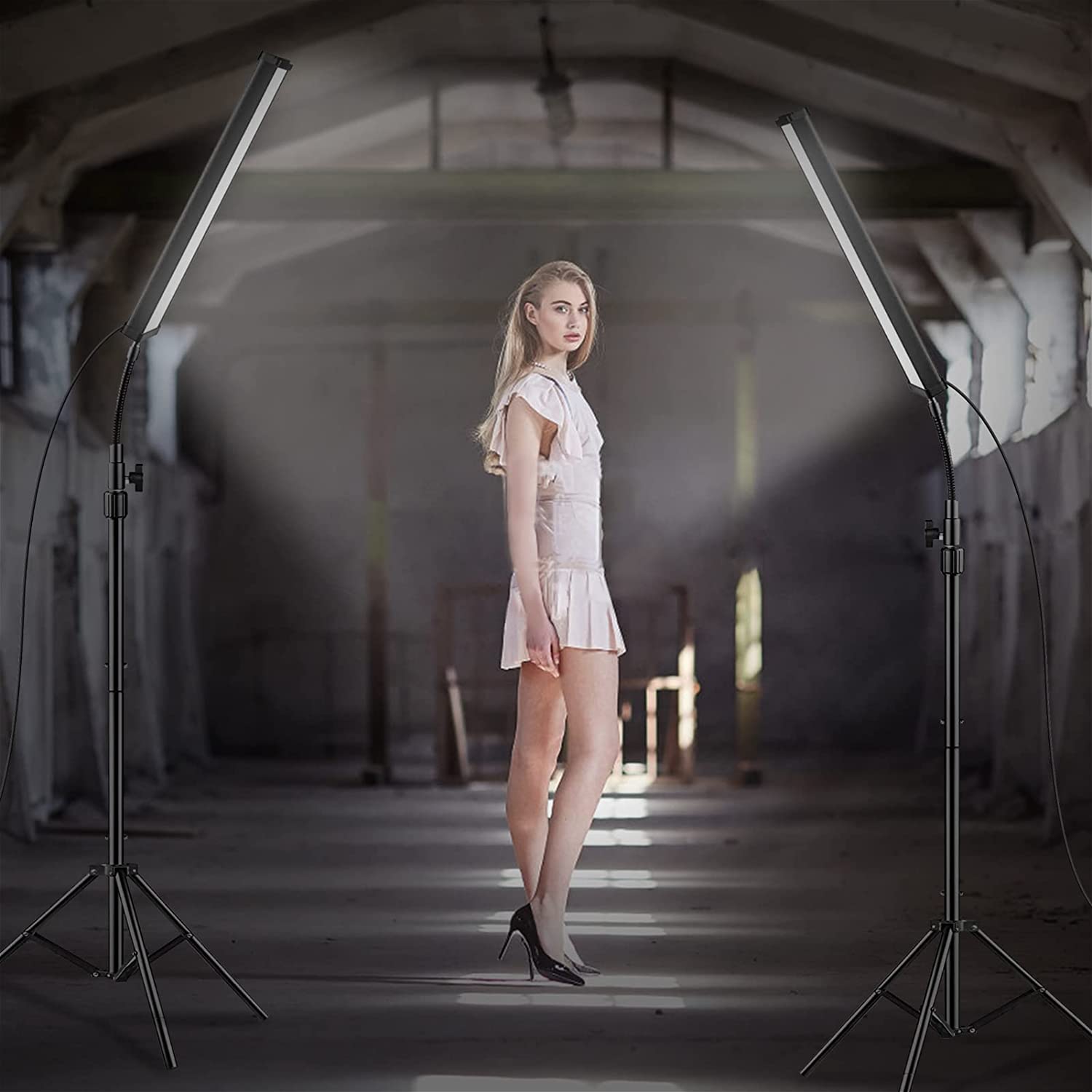 Kit de luz de video LED, iluminación de fotografía con soporte de trípode ajustable - Imagen 2