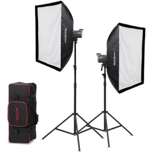 Kit de 2 luces Godox LED SL200WII Daylight con soportes y cajas de luz