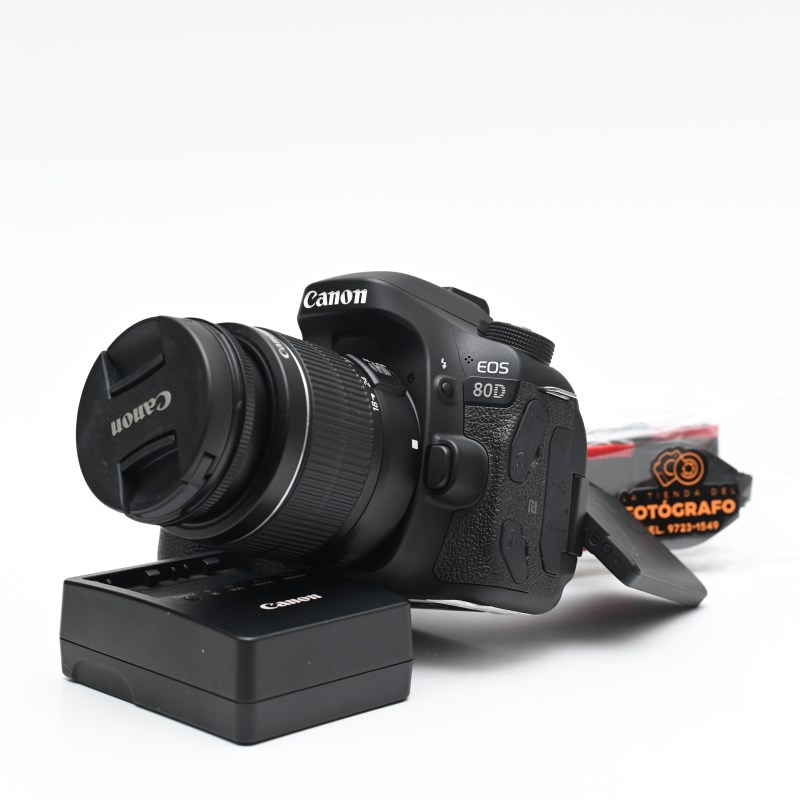 Cámara réflex digital Canon EOS 80D con lente de 18-55 mm