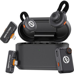 Hollyland LARK M2S Ultimate Combo Sistema de micrófonos inalámbricos para 2 personas para cámaras y dispositivos móviles (2,4 GHz, gris espacial)
