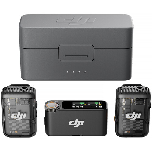 DJI Mic 2 Sistema/Grabadora de Micrófono Digital Inalámbrico Compacto para 2 Personas para Cámara y Smartphone (2.4 GHz)