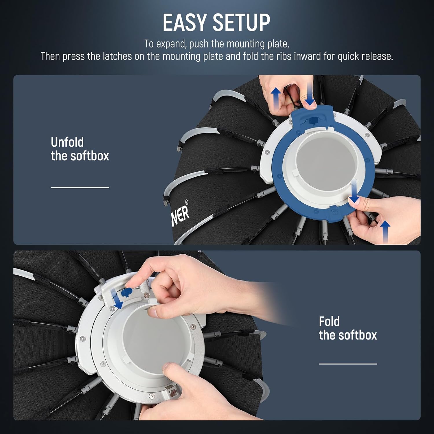 NEEWER Kit de caja de luz parabólica, 35.4 pulgadas - Imagen 4