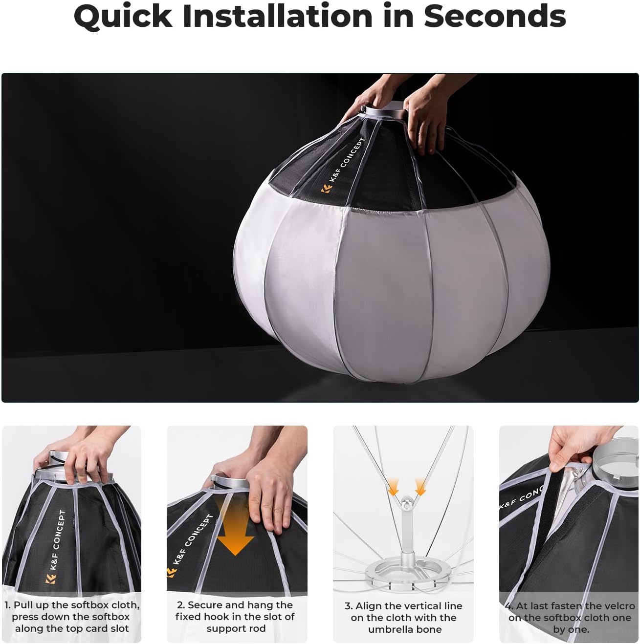 K&F CONCEPT Linterna Softbox de 33.5"/85cm Modificador de luz suave, difusor de luz de liberación rápida, compatible con montaje Bowens - Imagen 3