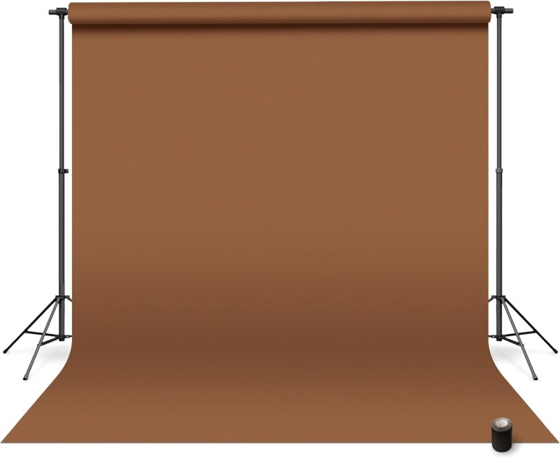 Denny Manufacturing - Telón de fondo de papel sin costuras para fotografía, rollo de papel marrón sin costuras - Marrón expreso (107 pulgadas x 36 pies)