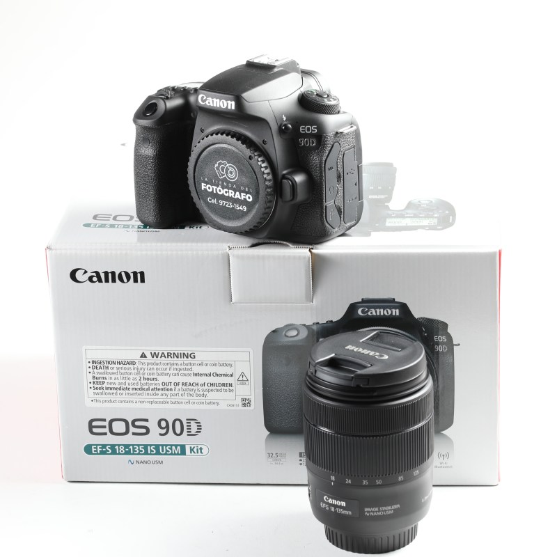 Cámara Canon 90D lente 18-135mm