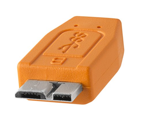 Tether Tools TetherPro Cable USB-C a USB 3.0 Micro-B | para transferencia rápida y conexión entre cámara y computadora | Naranja de alta visibilidad | 15 pies - Imagen 3