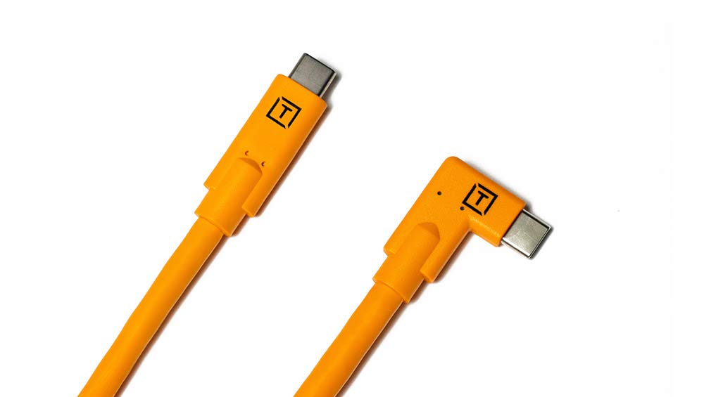 TetherPro USB-C a USB-C 5Gbps Gen 1, Ángulo Recto, 4.6m (15' ), Naranja de Alta Visibilidad - Imagen 3
