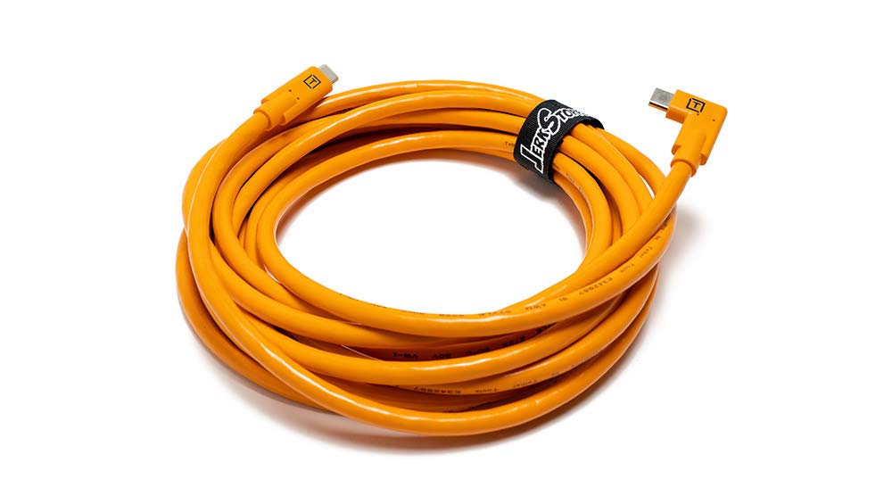 TetherPro USB-C a USB-C 5Gbps Gen 1, Ángulo Recto, 4.6m (15' ), Naranja de Alta Visibilidad - Imagen 2