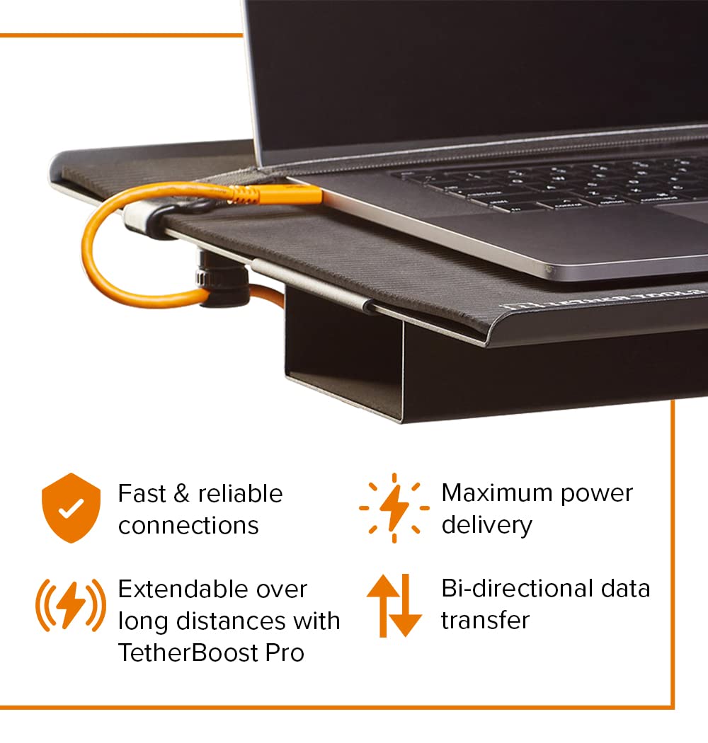 TetherPro USB-C a USB-C 5Gbps Gen 1, Ángulo Recto, 4.6m (15' ), Naranja de Alta Visibilidad - Imagen 5