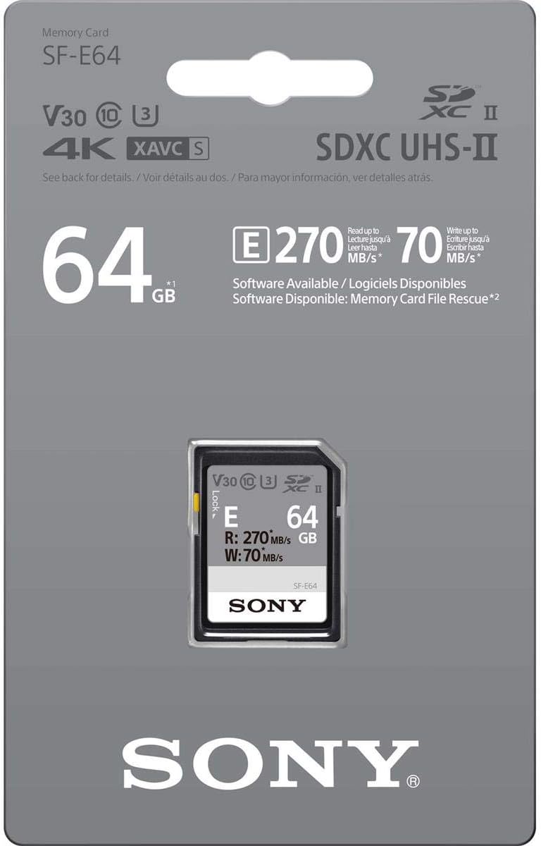 Sony Tarjeta SDXC UHS-II serie E 64GB, V30, CL10, U3, Max R270MB/S, W70MB/S - Imagen 2