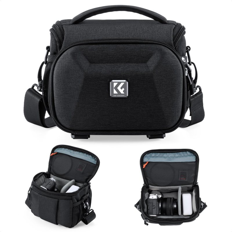 K&F CONCEPT Bolsa compacta para cámara, bandolera bandolera con protección rígida y soporte para trípode