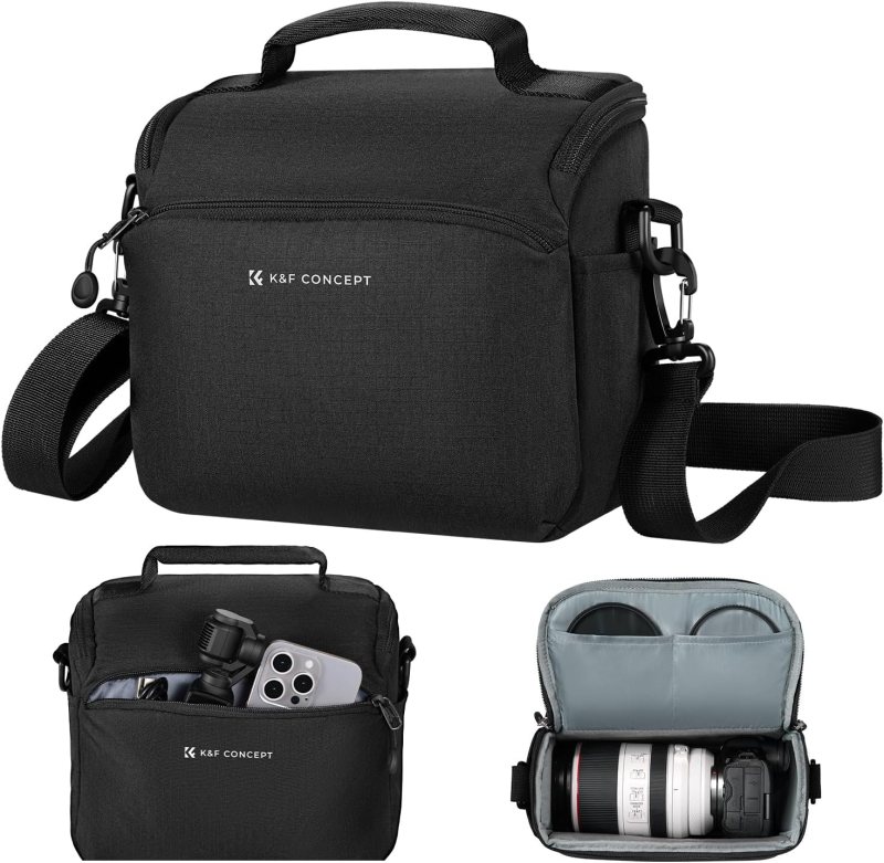 K&F CONCEPT Bolsa bandolera pequeña para cámara DSLR/SLR/SLR/Bolsas de fotografía de hombro compactas para fotógrafos