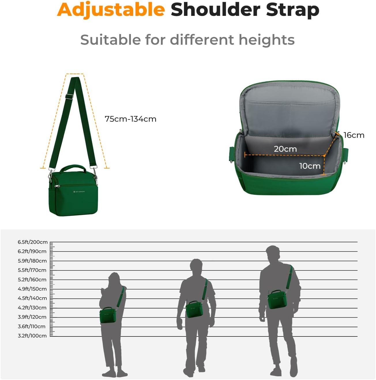 K&F CONCEPT Bolsa bandolera pequeña para cámara, Color: Verde. - Imagen 7