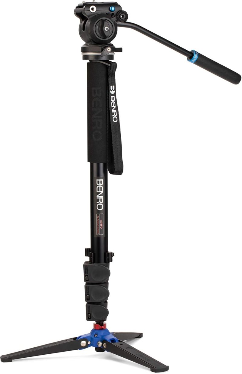 Benro Kit monopie de video de aluminio con cabezal de video de base plana S2 PRO