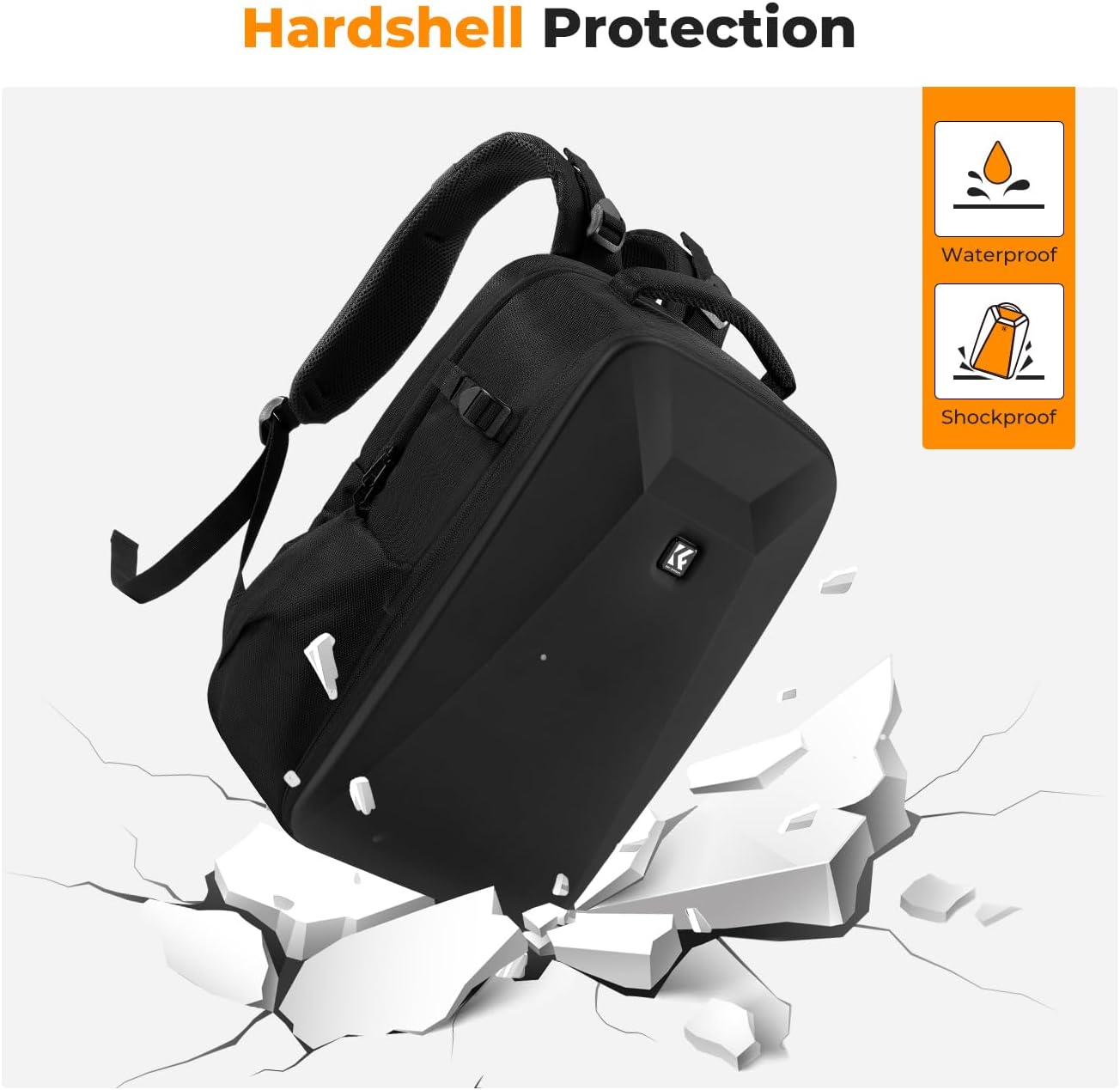 K&F CONCEPT Mochila para cámara, funda rígida para cámara DSLR con compartimento para laptop de 15-15.6 pulgadas, estuche impermeable para cámara con caparazón duro compatible con Canon/Nikon/Sony/DJI - Imagen 4