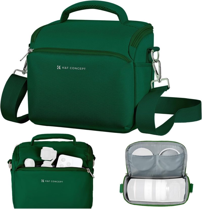 K&F CONCEPT Bolsa bandolera pequeña para cámara, Color: Verde.