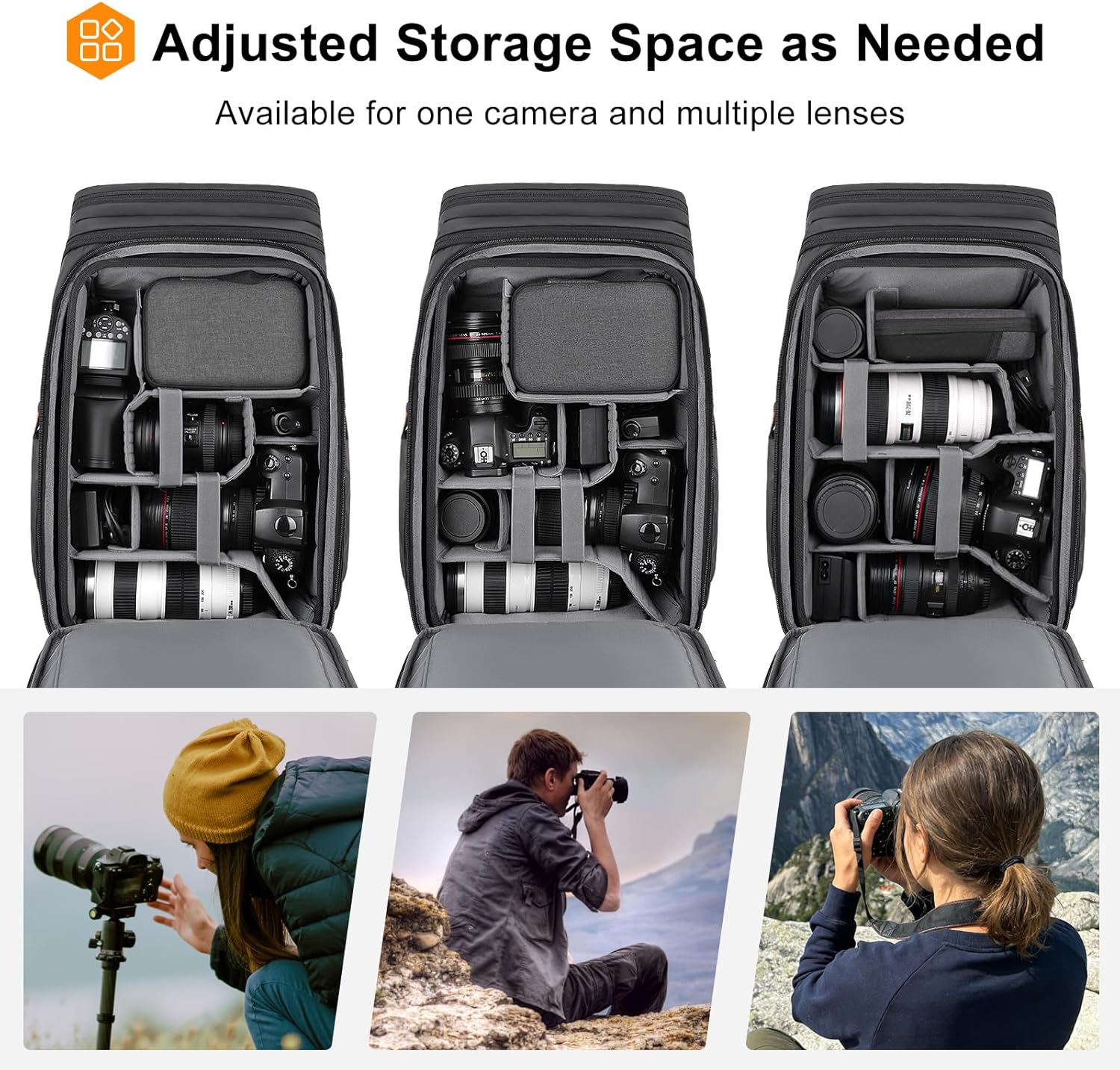 MOSISO Mochila para cámara DSLR/SLR/SLR/sin espejo, - Imagen 2
