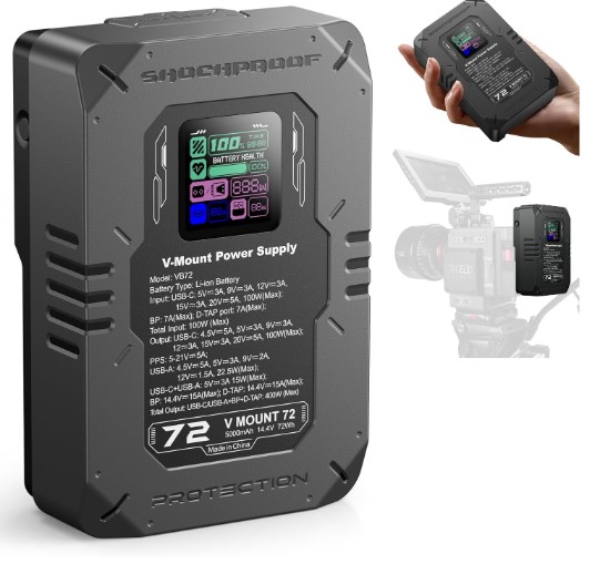 Batería V Mount Power Supply Con Carga Rápida - 72w