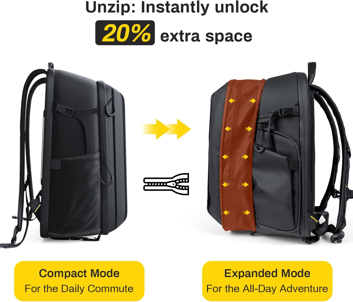 RaLeno Mochila para cámara, 22L+5L (compartimento expandible) Funda impermeable para cámara con bolsillo lateral de acceso rápido para cámara DSLR SLR sin espejo compatible con DJI Mavic Drone/16 Laptop/trípode - Imagen 2