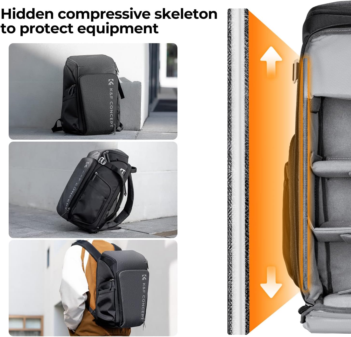 K&F CONCEPT Mochilas profesionales para fotógrafos 25L de gran capacidad Funda para cámara impermeable Mochila para cámara de fotografía para cámaras DSLR - Imagen 5