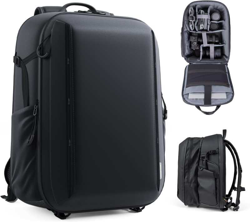 RaLeno Mochila para cámara, 22L+5L (compartimento expandible) Funda impermeable para cámara con bolsillo lateral de acceso rápido para cámara DSLR SLR sin espejo compatible con DJI Mavic Drone/16 Laptop/trípode