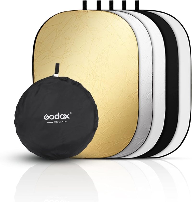 Godox Reflector de luz plegable para fotografía de 100 x 150 cm, difusor ovalado 5 en 1 con bolsa de transporte, dorado, plateado, negro, blanco, translúcido para iluminación de estudio al aire última