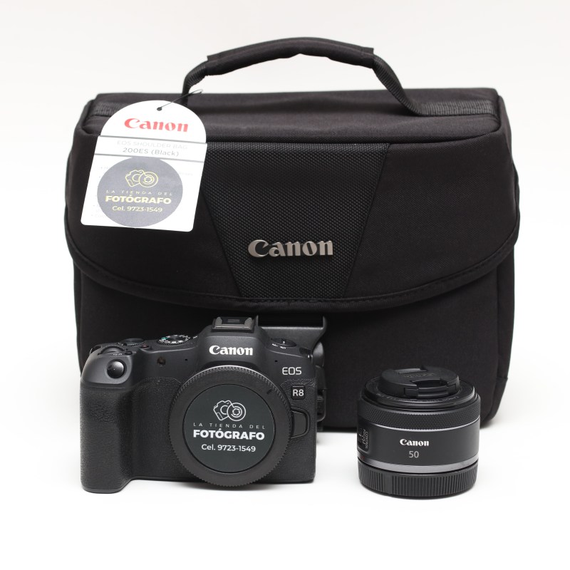 Camara Canon R8 + Lente RF 50mm + Bolso Canon