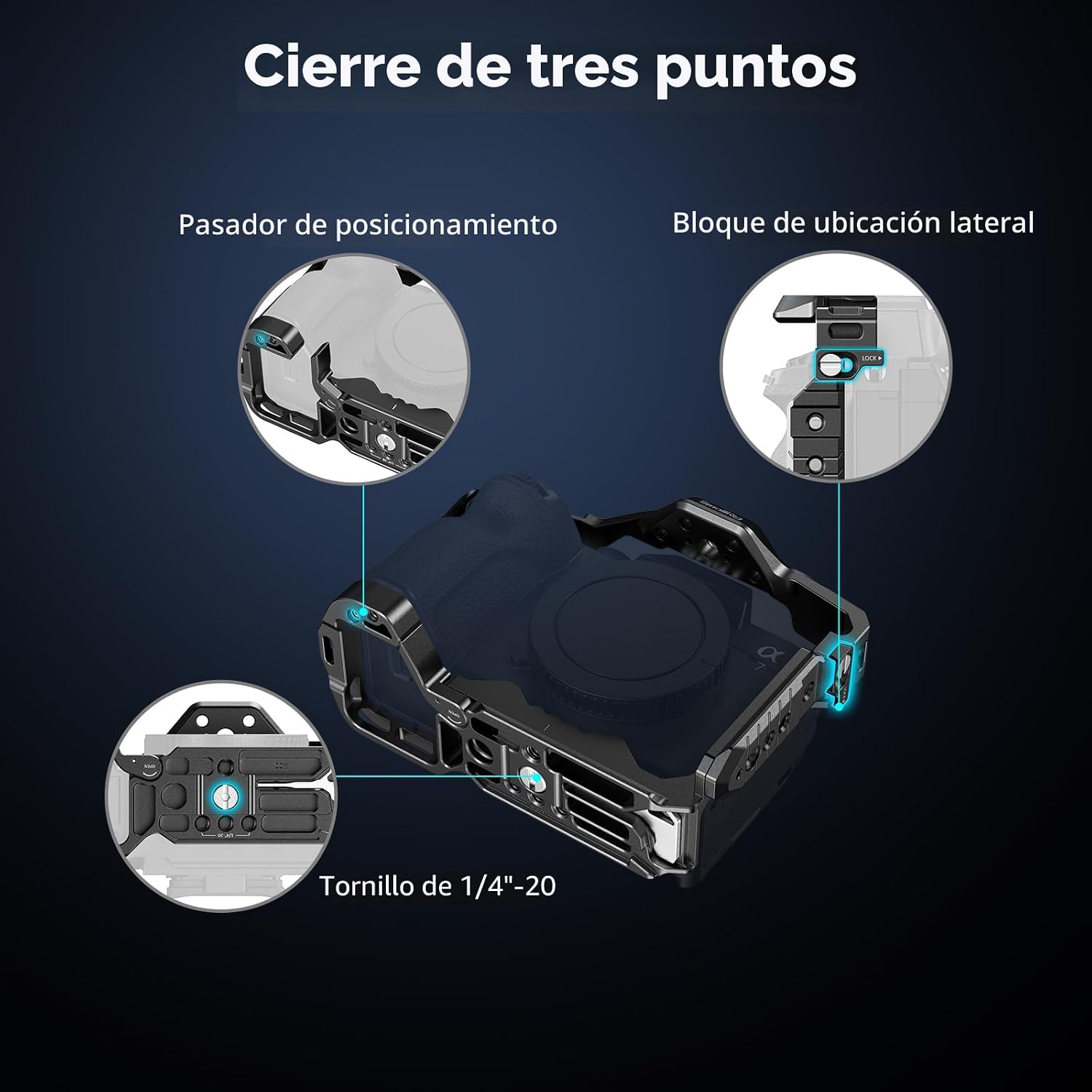 SmallRig HawkLock - Jaula completa de liberación rápida para Sony Alpha 7R V/Alpha 7 IV/Alpha 7S III/Alpha 1/Alpha 7R IV/Alpha 7 V, placa de liberación rápida integrada para Arca, Cold Shoes - Imagen 7