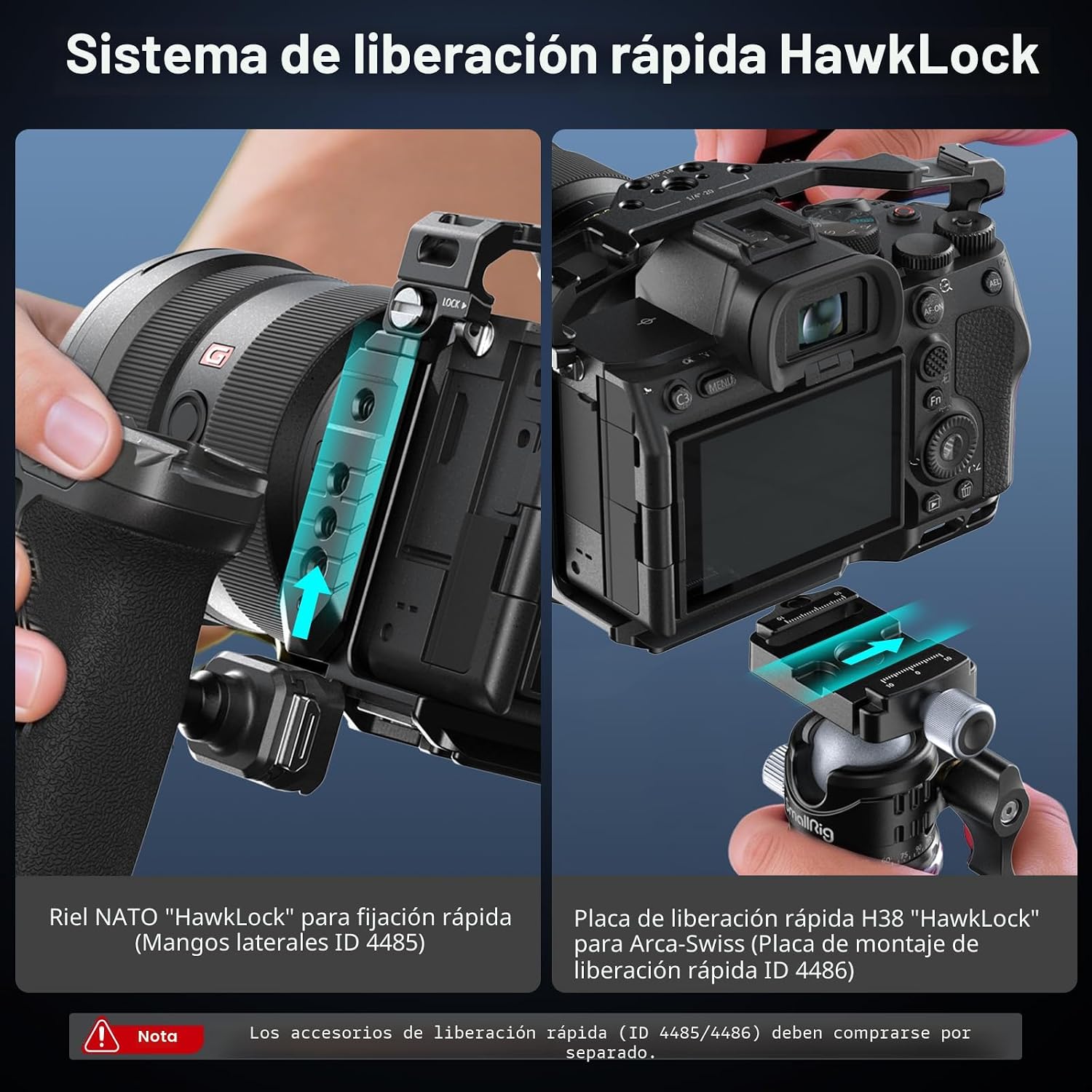 SmallRig HawkLock - Jaula completa de liberación rápida para Sony Alpha 7R V/Alpha 7 IV/Alpha 7S III/Alpha 1/Alpha 7R IV/Alpha 7 V, placa de liberación rápida integrada para Arca, Cold Shoes - Imagen 5
