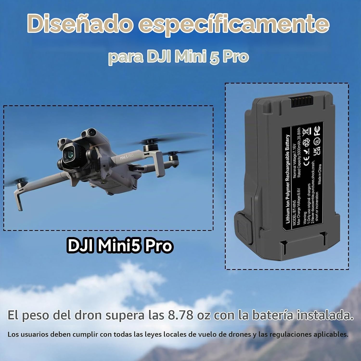 Batería de vuelo inteligente Plus (2 Baterias ) con concentrador de carga bidireccional para DJI Mini 5 Pro - Imagen 6