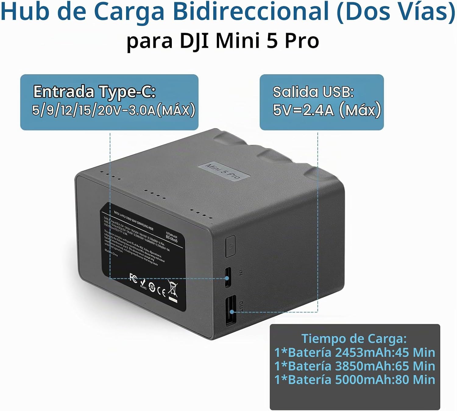Batería de vuelo inteligente Plus (2 Baterias ) con concentrador de carga bidireccional para DJI Mini 5 Pro - Imagen 7