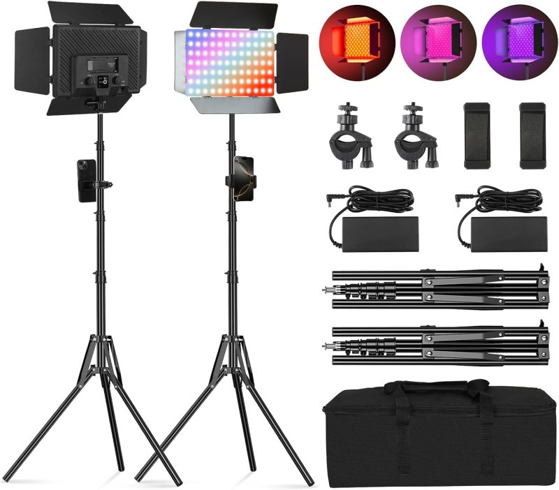 Kit de 2 luces RGB LED de 12,6 pulgadas con luz RGB para fotografía